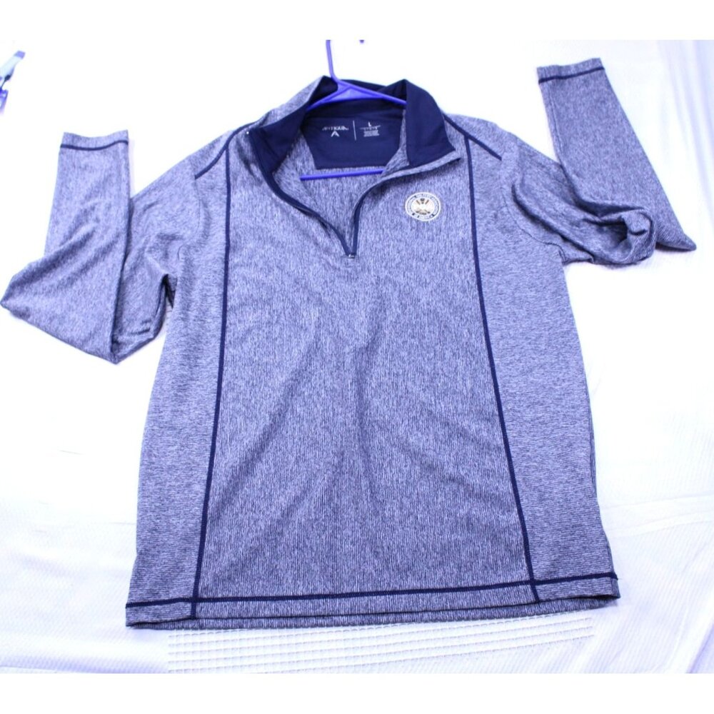 Antigua Mens PGA 1916 Quarter-Zip Pullover Shirt L Blue Polyester/Spandex